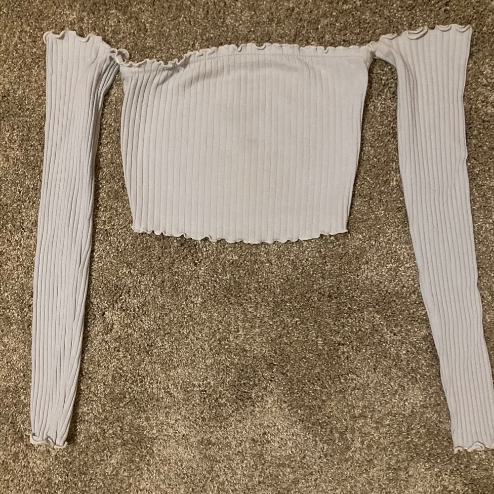 Forever 21 baby blue off the shoulder crop top, like new condition size small